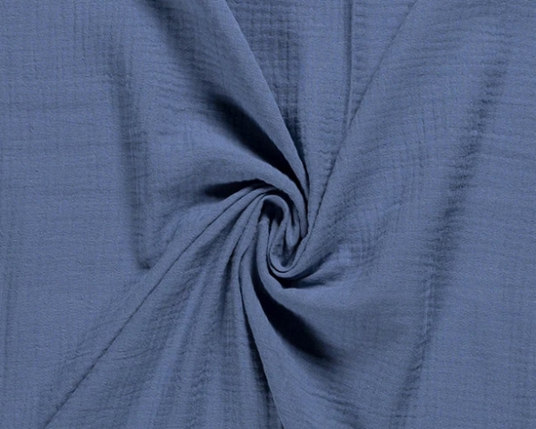 Musselin - Uni  - Double Gauze - taubenblau - rauchblau